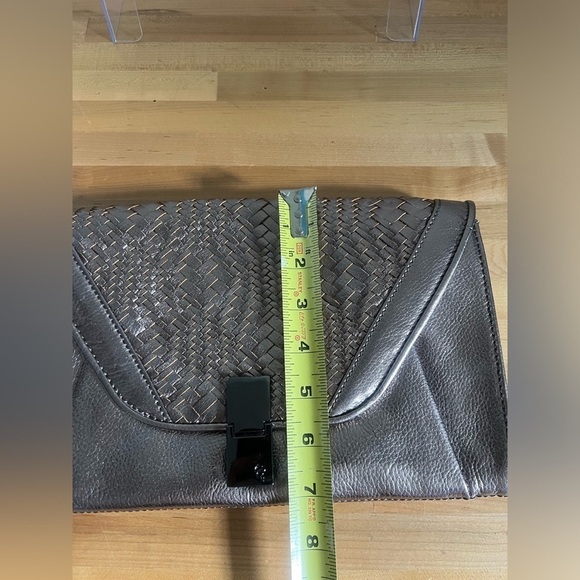 Elliott Lucca Bronze Metallic Woven Leather Convertible Clutch with Strap - Picture 10 of 12